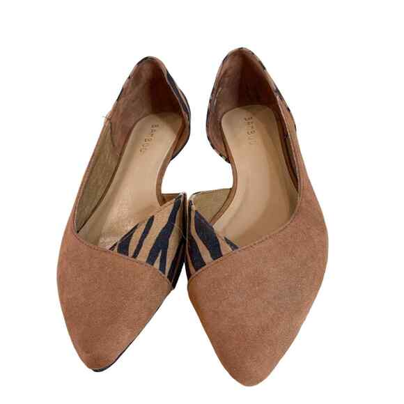 Bamboo half zebra stripe half solid brown and black flat shoes size 7.5 - Picture 2 of 7